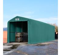 TOOLPORT Wikinger 4x16 m hangar, porte 3,5x3,5 m, toile PRIMEtex 2300, vert foncé, sans statique - (49498)