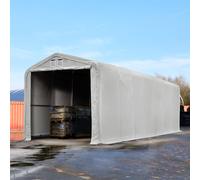 TOOLPORT Wikinger 4x16 m hangar, porte 3,5x3,5 m, toile PVC de 850, gris, sans statique - (49495)