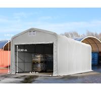 TOOLPORT Wikinger 5x10 m hangar, porte 4,1x2,5 m, toile PVC de 850, gris, avec statique (type de sol : terre) - (49399)