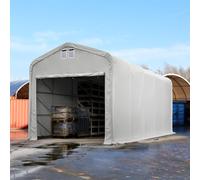 TOOLPORT Wikinger 5x30 m hangar, porte 4,1x3,5 m, toile PRIMEtex 2300, gris, avec statique (type de sol : terre) - (49413)