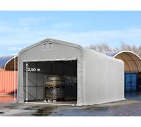 TOOLPORT Wikinger 5x8 m hangar, porte 4,1x2,5 m, toile PVC de 850, gris, avec statique (type de sol : terre) - (38189)