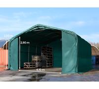 TOOLPORT Wikinger 6x6 m hangar, porte 4,1x2,9 m, toile PRIMEtex 2300, vert foncé, avec statique (type de sol : terre) - (49423)