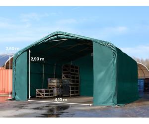 TOOLPORT Wikinger 6x6 m hangar, porte 4,1x2,9 m, toile PVC de 850, vert foncé, avec statique (type de sol : terre) - (49417)