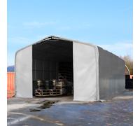 TOOLPORT Wikinger 8x12 m hangar, porte 4,0x4,7 m, toile PRIMEtex 2300, gris, avec statique (type de sol : terre) - (49479)
