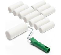 ToolSpace 10x Rouleau de Peinture Mousse Superfin 11 cm 50 kg/m³ avec Manche Télescopique Laque Lasure Acrylique Résistant Solvants Résultat Lisse Finitions Portes Meubles Bois Métal et Rénovation