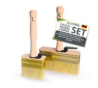 ToolSpace 2 Pièce Pinceau 70/130mm Brosse en Bois pour Lasure Badigeon Chauler de la Peinture à la Chaux Spalter Large avec Poil Naturel pour Application Terrasse Mur Enduit Murale à Effet Papier