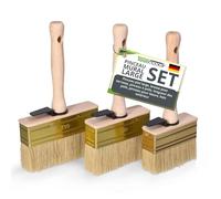ToolSpace 3 Pièce Pinceau 90/110/130mm Brosse en Bois pour Lasure Badigeon Chauler de la Peinture à la Chaux Spalter Large avec Poil Naturel pour Application Terrasse Mur Enduit Murale à Effet Papier