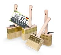 ToolSpace 4 Pièce Pinceau 70/90/110/130mm Brosse en Bois pour Lasure Badigeon Chauler de la Peinture à la Chaux Spalter Large avec Poil Naturel pour Application Terrasse Mur Murale à Effet Papier