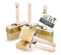 ToolSpace 5 Pièce Pinceau 70/90/110/130/150 mm Brosse en Bois pour Lasure Badigeon Chauler de la Peinture à la Chaux Spalter Large avec Poil Naturel pour Application Terrasse Mur Murale à Effet Papier