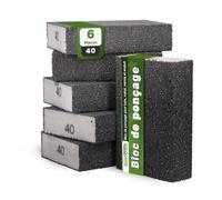 ToolSpace 6X Éponge Abrasive Grain 40 Bloc de Ponçage Manuel Durable pour Bois Métal Peinture et Plâtre Lavable Réutilisable Haute Densité Utilisation Humide et Sèche Finition Fine Professionnelle