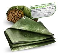 ToolSpace Bâche De Protection Tissée 2 X 3 M Verte 90 G/m² Imperméable avec Œillets Métalliques Corde Renforcée Jardin Chantier Remorque Bateau Bois Meubles Extérieur Stockage Robuste UV Polyéthylène
