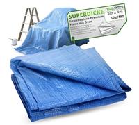 ToolSpace Bâche De Protection Tissée 3 X 4 M Bleue 50 G/m² Imperméable avec Œillets Métalliques Corde Renforcée Jardin Chantier Remorque Bateau Bois Meubles Extérieur Stockage Robuste UV Polyéthylène