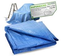 ToolSpace Bâche De Protection Tissée 4 X 6 M Bleue 50 G/m² Imperméable avec Œillets Métalliques Corde Renforcée Jardin Chantier Remorque Bateau Bois Meubles Extérieur Stockage Robuste UV Polyéthylène