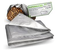 ToolSpace Bâche De Protection Tissée 5 X 8 M Verte 90 G/m² Imperméable avec Œillets Métalliques Corde Renforcée Jardin Chantier Remorque Bateau Bois Meubles Extérieur Stockage Robuste UV Polyéthylène