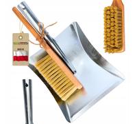 ToolSpace Balayette avec Pelle Metal 37 cm - Brosse en Bois 32 cm pour Boulangerie Farine - Ramasse Poussiere avec Fibre Naturel pour Jardin Balayage Extérieur - Balai avec Manche pour Nettoyage
