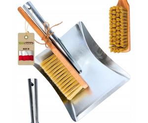 ToolSpace Balayette avec Pelle Metal 37 cm - Brosse en Bois 32 cm | pour Boulangerie Farine Ramasse Poussiere avec Fibre Naturel pour Jardin Balayage Extérieur Balai avec Manche pour Nettoyage