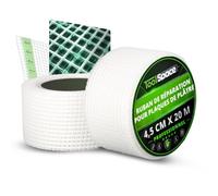ToolSpace Bande Fibre Verre Autocollante Placo 4,5 cm x 20 m Joint Fissure | Réparation Fissures Murs Plafonds Intérieur Enduit Renforcé Joints Maillage Tissé Plâtre Finitions Trous Rebouchage