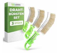 ToolSpace Brosse de Fer Manuelle 3 Pièces pour Métal Grill et Rouille | Acier inoxydable, laiton, entretien des surfaces, nettoyage quotidien, atelier bricolage, travaux domestiques, prise en main