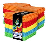ToolSpace Chiffons Microfibres 30x30 cm 100 Pièces 240 GSM pour Voiture Cuisine Salle de Bain Vitres Miroirs Meubles Doux Absorbants Réutilisables sans Traces 80/20 Multicolore Maison