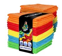 ToolSpace Chiffons Microfibres 30x30 cm 50 Pièces 240 GSM pour Voiture Cuisine Salle de Bain Vitres Miroirs Meubles Doux Absorbants Réutilisables sans Traces 80/20 Multicolore Maison Set