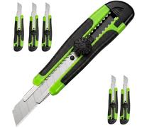 ToolSpace Cutter 18 mm 6x Lame Sécable Acier Carbone Molette De Blocage | Poignée Antidérapante Couteau Utilitaire Pour Carton Papier Peint Moquette Atelier Chantier Bricolage Pro Maison Professional