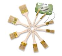 ToolSpace Kit de Pinceaux Peinture 10 Pièces Pinceaux Plats 5 Tailles 12/25/36/50/63mm Peindre Domicile Professionnels Murs Plafonds Meubles Fenêtres Portes Huile Latex Acrylique Naturel Poils Hêtre
