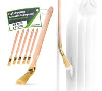 ToolSpace Pinceau à Calories courbé | Pinceau pour radiateur | Largeur 25 mm | Longueur Totale : 34 cm | Poils : Poils naturels denses| Manche : Bois de hêtre | 6 pièces