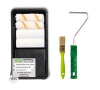 ToolSpace Rouleau de Peinture Kit 7 Pièces 2 x 11 cm et 2 x 11 cm Murs | Rouleaux avec manches et bac, application crépi et sous-couche, pour plafonds, travaux intérieur, petites surfaces