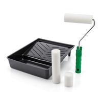 ToolSpace Rouleaux Peinture Mousse Kit Bac Laque Poignée Meubles 5,11,15 cm | Kit de 3 rouleaux en mousse 5,11,15 cm, poignée et bac, pour laquer meubles, portes et moulures, carrelage, plastique, appuis