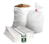 ToolSpace Sac à Gravats PP Tissé, 50×85 cm en Polypropylène 5x Sac Chantier pour Gravier Sable Feuilles Déchets de Construction Jardin - Réutilisable - Résistant 25 kg Sacs a Gravats Toile Tissée