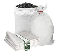 ToolSpace Sac à Gravats PP Tissé, 65×105 cm en Polypropylène 5x Sac Chantier pour Gravier Sable Feuilles Déchets de Construction Jardin - Réutilisable - Résistant 50 kg Sacs a Gravats Toile Tissée