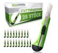 ToolSpace Set 20 cutters PROFI 18 mm - Couteau carton papier peint moquette lame à cassure - Stock atelier chantier réutilisable pas jetable Stanley - Bricolage bureau placo emballage équipe pro