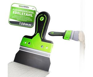 ToolSpace Spatule de Surface en Acier Inoxydable 150 x 60 mm Couteau à Enduire Taloche Enduit Spatule de Façade Lissage avec Support en Aluminium Spatule Large Couteau Finition D'enduits Béton Murs