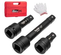 Toolwiz Jeu de Rallonges 1" pour hocs 100mm, 150mm, 200mm, Cr-Mo | 3 Pièces, Compatible avec les Outils à Chocs Pneumatiques et Électriques, pour Réparation Mécanique, Boîte en PVC