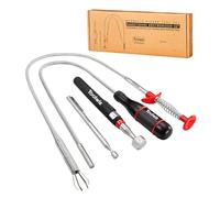 Toolwiz Lot de 4 outils de ramassage magnétiques - Pince extensible avec griffe flexible, aimant de 3,6 kg pour articles difficiles à atteindre, bâton magnétique à ressort pliable, réparation