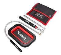 Toolwiz Lot de 4 outils de récupération magnétiques avec plateau de pièces - Bâtons magnétiques extensibles et flexibles pour garage, atelier et cour