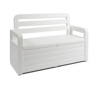 TOOMAX - Coffre de Jardin 270L Blanc Effet Bois 132 x 58 x H89 cm Resine Inaltérable Anti UV Haute résistance Gel et intempéries
