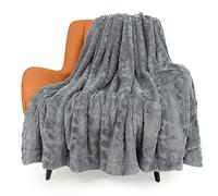 TOONOW Couverture pelucheuse en Fausse Fourrure Confortable, Extra Douce, Double Face, Duveteuse, en Peluche Chaude pour canapé, Sofa, lit, 130 x 170 cm (Gris Clair)