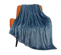 TOONOW Couverture Polaire Super Douce en Peluche pour canapé et lit, 152,4 x 203,2 cm, Confortable, Moelleuse avec Motif géométrique, en Microfibre, pour canapé-lit, Bleu Marine
