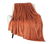 TOONOW Couverture Polaire texturée en Peluche Super Douce avec Motif géométrique en Microfibre pour canapé-lit, Sofa, cornaline - 152,4 x 203,2 cm