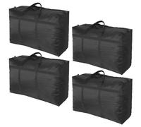 TOOSOAR® 4 Pièces 150 L Grands Sac Rangement Vetement, 600D Tissu Oxford Sac de Rangement, Noir Sac Demenagement pour Couette, Couvertures
