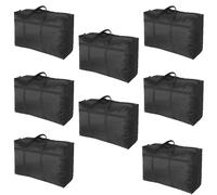 TOOSOAR® 8 Pièces 150 L Grands Sac Rangement Vetement, 600D Tissu Oxford Sac de Rangement, Noir Sac Demenagement pour Couette, Couvertures