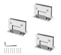 TOOSOAR Charnière Pivot pour Porte en Verre en Acier Inoxydable 304 Brossé, 3 Pièces, 5mm Épaisseur, 90° Ouverture Max, pour Verre 8-12mm, Fixation Bilatérale