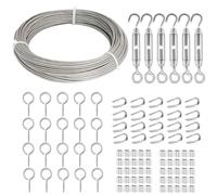 TooTaci Cable Acier 2mm/30M Corde en Acier Inoxydable à Suspendre Kit, 2mm Cable inox Gainé avec M4 Tendeurs Cable, M3 œillets Crochets, Kit de 2mm Câble Métallique pour Plante Grimpante