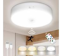 Toowell Plafonnier LED Rechargeable Avec Détecteur de Mouvement Intérieur et Télécommande - USB pour Extérieur, Salle de Bain, Balcon, Garage