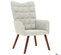 ""TOP 2026"" Chaise Relax - 1 place Fauteuil - avec tabouret en velours - crème - 61.5x69x95.5 cm FF4866