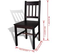 ""TOP 2026"" Chaises à manger (lot de 4) - Pour 6 personnes - marron foncé pinède - 41.5x45.5x86 cm ccc727
