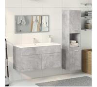 (TOP 2026)Ensemble de meubles de salle de bain - SWEETY - ARMOIRE WC/SALLE DE BAIN COMPLETE - 3 pcs - gris béton 90x38.5x46cm 370785