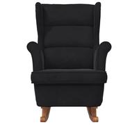 ""TOP 2026"" Fauteuil berçante - 1 PLACE - MODERNE - à oreilles - en velours - noir bois massif - 74x90x102 cm FF355