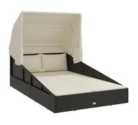 Top 2026@lit de repos d'extérieur Noir - SWEETY® Transat avec toit pliable noir 200x114x128cm résine tressée 862731